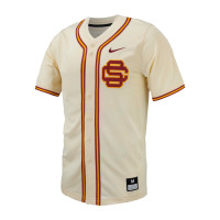 USC Trojans Men's Nike Natural Full Button Replica Baseball Jersey
